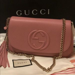 Gucci Pink Leather Clutch/Shoulder bag